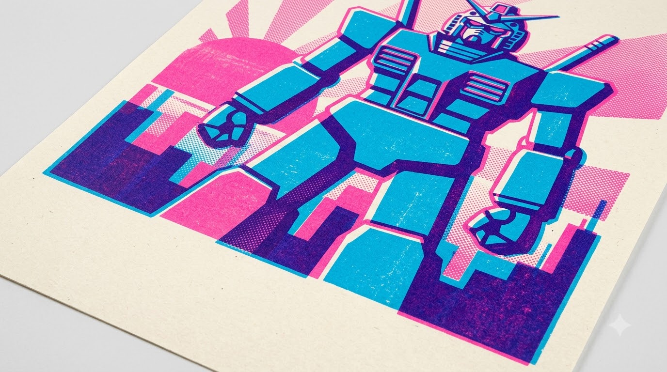 Two-ink risograph poster generated from the retro print prompt